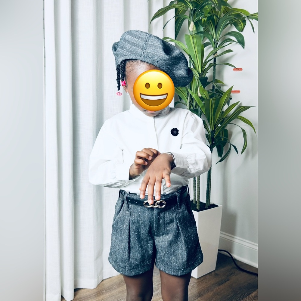 H&M White and Dark Gray Kids Matching Set